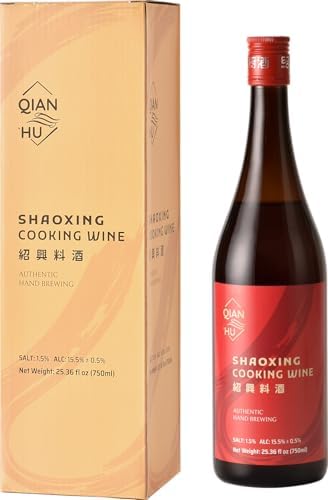 Qian Hu Shaoxing Wine, Chinese Cooking Wine, Rice Cooking Wine, 750 ml (25.36 fl. Oz), Flavor Essential for Asian Cuisine, Asian Flavors in Every Dish, Cooking Wine