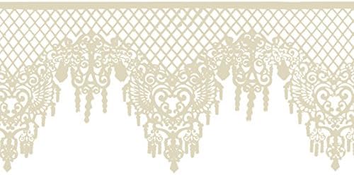 FUNSHOWCASE Large Pre-Made Ready to Use Edible Cake Lace Lattice Diamond Scallop 12-inch 10-Piece Set Ivory White