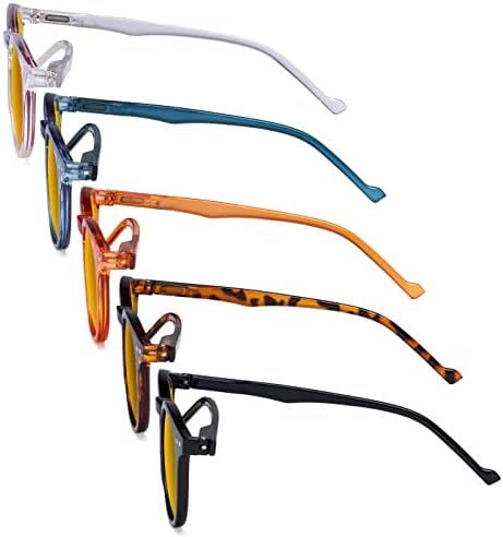 Eyekepper 5-Pack Oval Round Spring Hinges Eyeglasses Includes Sunglasses