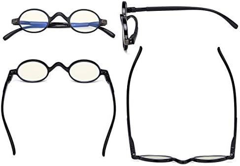 Eyekepper Blue Light Filter Glasses - Computer Reading Glasses - Small Round Blocking Readers Reading with Spring Hinges - Black +1.25