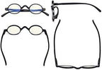 Eyekepper Blue Light Filter Glasses - Computer Reading Glasses - Small Round Blocking Readers Reading with Spring Hinges - Black +1.25