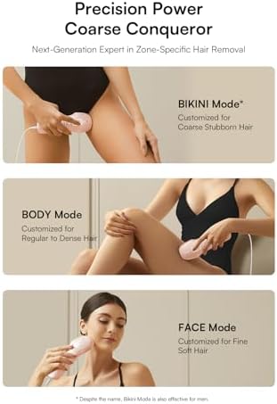 INIA Laser Hair Removal with Ice-Cooling Care for Women and Men, HAUTE Pro Painless at-Home IPL Hair Remover for Coarse Hair in Bikini All Body Areas, Latest Generation for Effective Results (Pink)