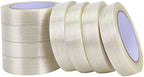 8-Pack Filament Strapping Tape 6.3mil x 1inch x 27yds Commodity Grade Heavy Duty Transparent Reinforced Fiberglass Tape, Thickened and Super Sticky