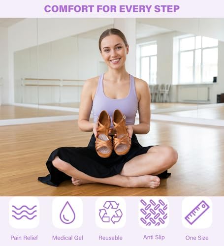 Ball of Foot Cushions (2 Pairs Gel Shoe Inserts), Heel Inserts for Women, Non Slip Heel Pads, Heel Cushions for Women Foot Pain Relief and Comfort, One Size Fits Any (Clear) (4, Black)