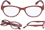 READING GLASSES 4 pack Ladies Polka Dots Cat-Eye Design Glasses for Women Reading