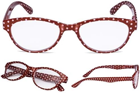 READING GLASSES 4 pack Ladies Polka Dots Cat-Eye Design Glasses for Women Reading