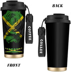 Vintage Rose Jamaica Jamaicans Flag Coffee Mug Tumbler with Lid and Straw Straws 16OZ Stainless Steel Vacuum Insulated Travel Cup Gift for Men Women