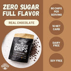 Sugar Free Large Chocolate Chips, Stevia Sweetened, 12 oz. Value Size, Non-GMO, Vegan, Keto, Low Carb, 60% Cocoa, All Natural, Baking Chips, Gluten Free, No Sugar Added (1 Pack)
