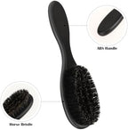 2 Pcs Hair Brush, Barber Brush, Slick Back Brushes Beard Fade Styling Comb Kit with Soft Bristles, Neck Duster Cleaning Brushes for Men, Cutting Shaving Accessories Grooming Tools with Handle (Black)