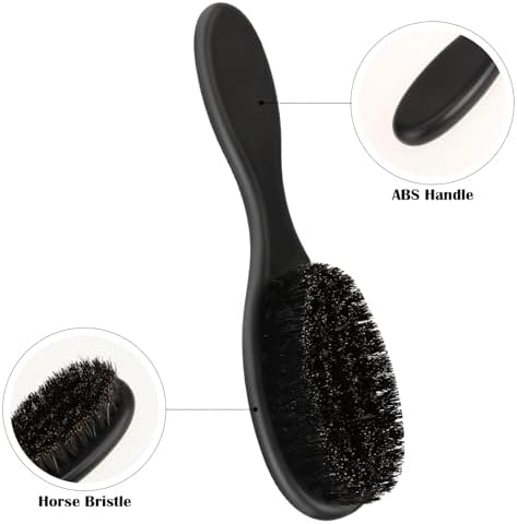 2 Pcs Hair Brush, Barber Brush, Slick Back Brushes Beard Fade Styling Comb Kit with Soft Bristles, Neck Duster Cleaning Brushes for Men, Cutting Shaving Accessories Grooming Tools with Handle (Black)