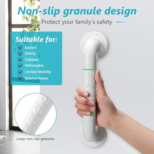 Grab Bars for Shower,2 Pack 12 Inch Shower Handle Bath Grab Rails with Anti-Slip Grip and Safety Luminous Circles,Stainless Steel Bath Handle Bathroom Grab Bar for Seniors, and Disability.
