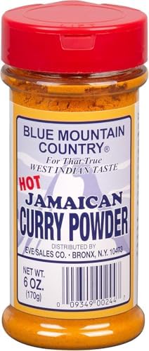 Blue Mountain Country Jamaican Curry Powder Hot – 6 oz Shaker Bottle | Authentic Spicy West Indian Curry Blend for Meat, Seafood, Vegetables & More [Pack of 2]