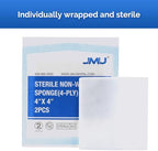 JMU Sterile Gauze Pads 4x4, Highly Absorbent Non-Woven Sterile Gauze Sponges, 25 Packs, 2 Pcs Per Pack, 50 Pcs Total