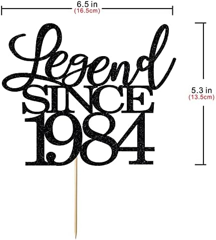 legend since 1984 cake topper 42th birthday happy birthday cake topper men and women cheer 42 years old handmade black glitter cake decoration
