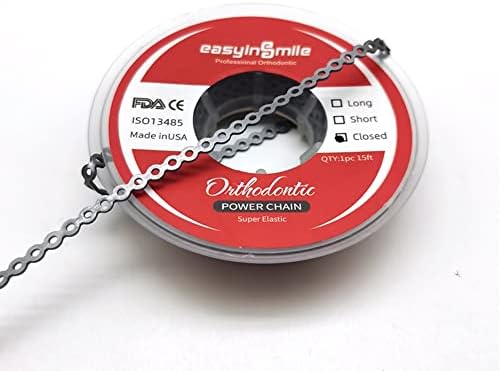 SNAWOP Dental Orthodontic Power Chain Multicolor Spool Elastic Rubber Bands for Teeth Braces (Closed, Sliver Gray)