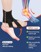 Foot Drop Brace Adjustable Foot Brace for Walking, Ankle Foot Orthosis Provide Foot Drop and Ankle Support, for Walking with Shoes, Socks, or Barefoot, for MS, TBI, Stroke, Use Day & Night, Includes a Massage Ball