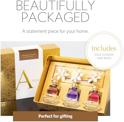 AGRARIA Into The Woods PetiteEssence Collection, Handmade Sola Flower Reed Diffuser Set of 3, Luxury Home Fragrance Scented Oil Diffuser Gift Set