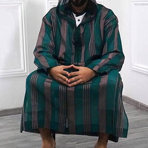 RTTUIOP Thobe For Men Long Sleeve Kaftan Muslim Men Clothing Islamic Caftans Ethnic Kurta Prayer Ramadan Thobe Robes