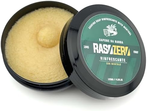 Rinfrescante Shaving Soap 125 ml – Made in Italy Menthol Traditional Shaving Cream Soap for Men – Refreshing Citrus Scent, Rich Lather & Smooth Comfortable Shave