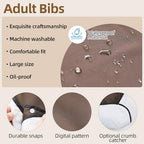 Adult Bibs for Men, 4-Pack 18"x30" Reusable Waterproof with Optional Crumb Catcher, Adult Bibs for Eating, Gifts for Elderly Men, Seniors and Adults with Special Needs