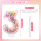 Pastel Macaron 3rd Birthday Candle Sweet Pink Number 3 Candle Cake Topper Cupcake Decorations for Girls and Women Party Decor Anniversary Celebrations Supplies