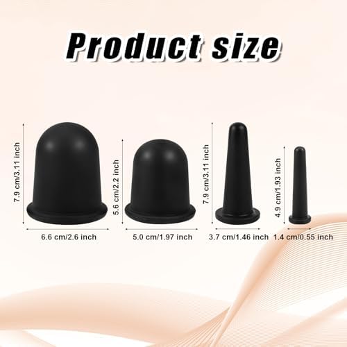 4pcs Silicone Cupping Sets, 4 Sizes Anti Cellulite Cup Massager Comfortable Massage Cups for Cupping Vacuum Suction Cup Cellulite Remover for Body and Face