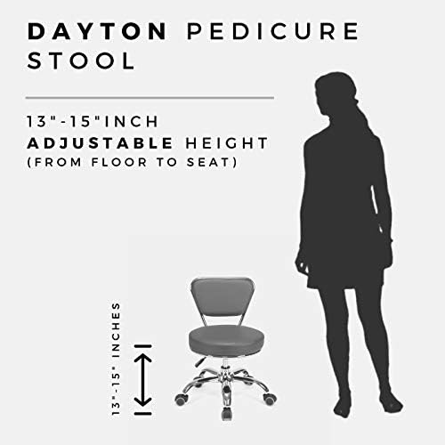 Dayton Pedicure Stool (Matt Black) Pneumatic, Adjustable Height, Perfect for Nail Salon, Pedicure spa