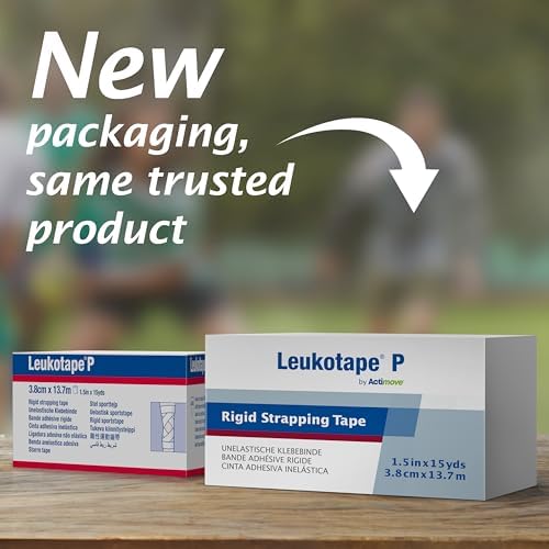 Leukotape P Rigid Medical Tape – Non-Elastic Sports Tape for Joint Stabilization, Injury Prevention & Support – Strong Adhesive, Hand-Tearable - 1.5 in x 15 yds., Beige, 1 Roll (Packaging May Vary)