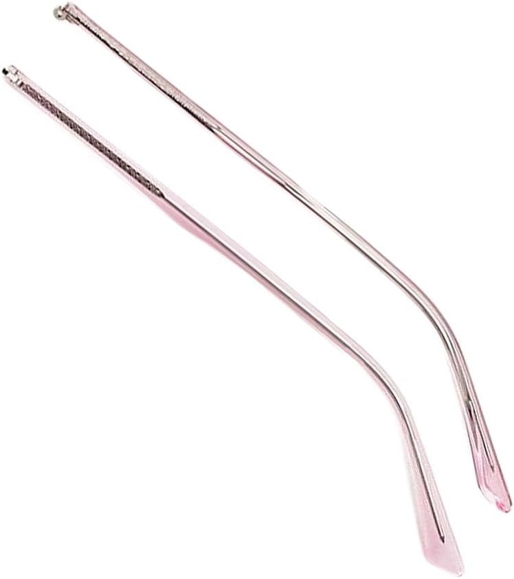 Glasses arms,Glasses arm Replacement Legs, Clear Pink Metal Eyeglass Temples Arms Single Tooth Plastic Glasses Replacement Temples Repair Parts, 1 Pair