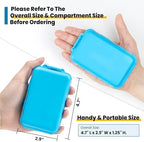 14 GRIDS Travel Pill Organizer Box with Labels - Travel Medicine Case Kit - Pocket Daily Pharmacy Container - Travel Medication Holder Dispenser for Fish Oil Vitamin Supplement Storage - Blue