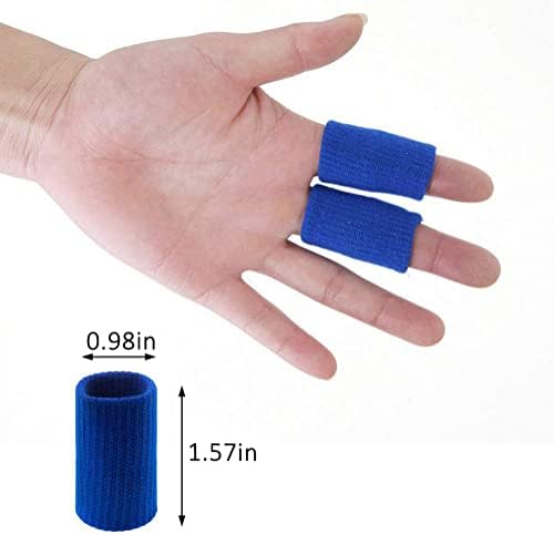 20 PCS Finger Sleeves Protectors, Sport Finger Sleeves Finger Splints Thumb Finger Brace Support Elastic Thumb Sleeves for Relieving Pain Arthritis Trigger Finger(Blue Black)