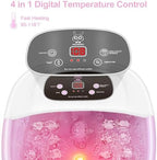 MoodRelish Foot Spa Bath Massager with Heat Bubbles and Vibration Massage and Jets, 16 OZ Calming Lavender Foot Soak Epsom Salt, Foot Soaker with Red Light, 22 Massage Rollers, Adjustable Temp - Pink