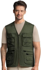 AOTORR Men's Utility Fishing Vest Lightweight Outdoor Work Safari Travel Multi Pockets Waistcoat Jacket