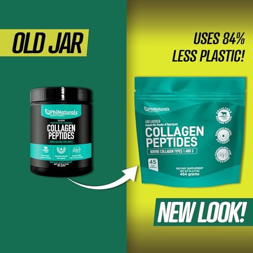 Collagen Peptides Protein Powder Instant-Mix [Unflavored] Hydrolyzed Collagen Supplement – from Pasture-Raised Grass-Fed Bovine Beef Non-GMO Keto & Paleo Friendly Anti-Aging Supplements PhiNaturals
