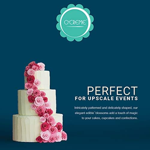 O'Creme Gumpaste Flower Spray, White Peony - Edible Flowers for Cake Decorating - Sugar Paste Flower Decorations for Cakes, Candy, Cupcake Toppers - Birthday Party, Wedding, Baby Shower
