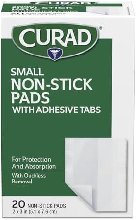 Curad Small Non-Stick Pads With Adhesive Tabs 2 Inches X 3 Inches 20 Each