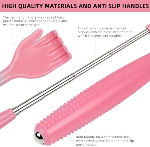WOVTE Back Scratcher, Portable Multifunctional Extendable Back Scratcher for Women Adults, Mothers Day Gifts for Mom, Stocking Stuffers Christmas Birthday Gifts for Women Adults(Pink)
