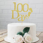 100 Days Cake Topper, One Hundred Days Party Decorations, Baby Birthday Cake Toppers, Gold Glitter Baby Shower