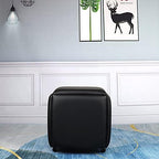 5 in 1 Nesting Ottoman Cube Chair, Stackable Stools, Leather Square Ottoman Bench, Foot Stool with Wheels for Living Room,Dining Room 15.75x15.75x16.54 inches