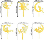 11 Pcs Gold Fairy Cake Toppers Flower Angel Cupcake Topper Ballet Fairy Birthday Cake Decorations for Birthday Wedding Decoration Supplies
