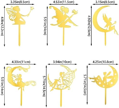 11 Pcs Gold Fairy Cake Toppers Flower Angel Cupcake Topper Ballet Fairy Birthday Cake Decorations for Birthday Wedding Decoration Supplies
