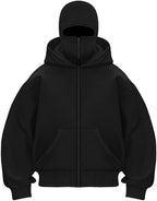 Men Hoodies Casual Double Hoodies Outerwear with Zip Pockets Long Sleeve Sweatshirt Sports Hooded Jacket Coat