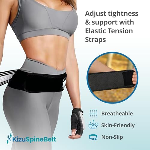 FREEZE2TRIM Kizu Relief Belt Sciatica Pain Relief Devices Lower Back Brace & SI Joint Support – Adjustable Back Support for Sciatic Pain Men & Women, Hip Compression Wrap (Regular, Plus) (Hip Size 47-56")
