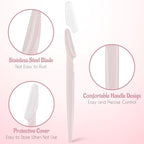 6 Pcs Eyebrow Razor Face Razors Multipurpose Facial Razors for Women Men Eyebrow Trimmers Shaver with Protective Cover Dermaplaning Facial Hair Removal Tools Light Pink