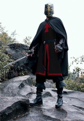 Runcati Mens Medieval Crusader Knights Tunic Renaissance Warrior Templar Cosplay Costumes Tops