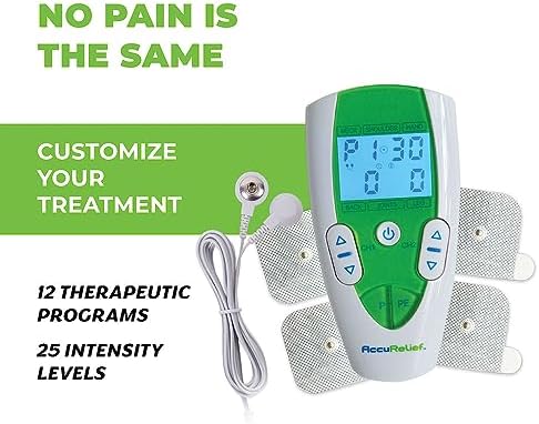 AccuRelief TENS Unit Pain Relief System - Muscle Stimulator For Pain Relief From Back Pain, Neck Pain, And Other Body Pains - Clinical Strength OTC Approved