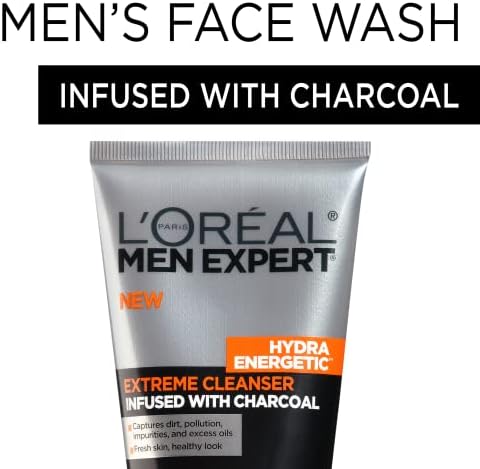 L'Oreal Paris Men Expert Hydra Energetic Daily Facial Cleanser with Charcoal, 2 ct.