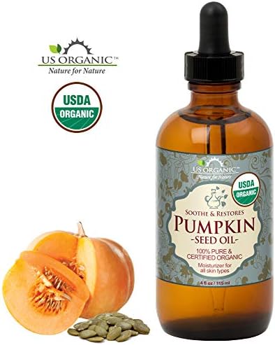 US Organic Pumpkin Seed Oil, USDA Certified Organic,100% Pure & Natural, Cold Pressed Virgin, Unrefined in Amber Glass Bottle w/Glass Eyedropper for Easy Application (Large (4 oz, 115 ml))
