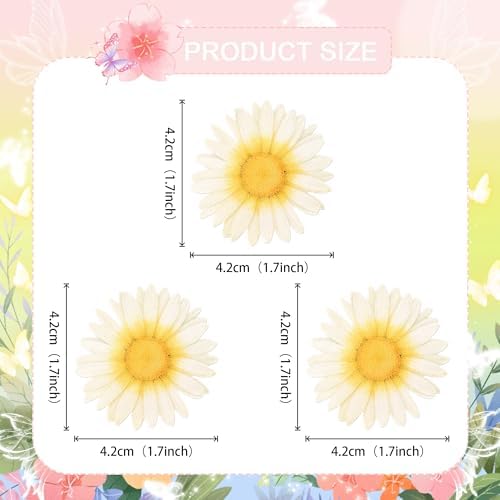 60 PCS Edible Daisy Cupcake Toppers Wafer Paper Flower Birthday Party Decorations Edible Sunflower Cupcake Picks for Baby Shower Spring Wedding Birthday Party Cake Food Decorations Supplies White