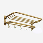 Antique Copper Towel Rack Bathroom Shelf Foldable Two Drilling Installation Tower Hanger/a